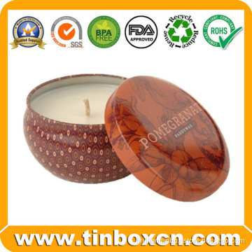 Round Seamless Wax Tin Box Metal Travel Candle Tins